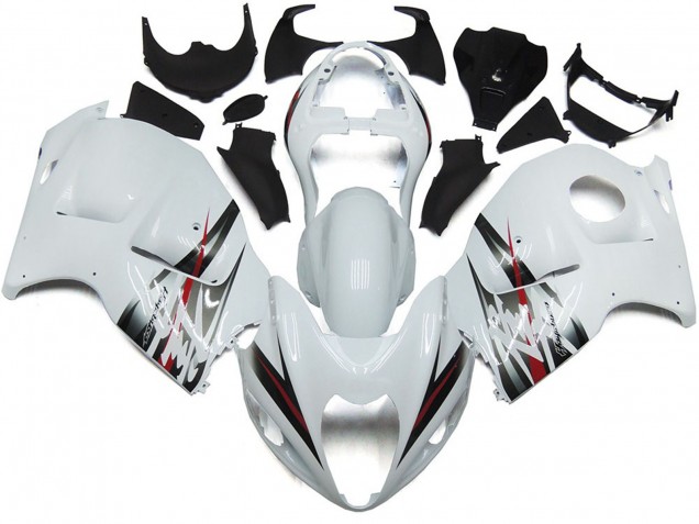 1997-2007 Glänzend Weiß & Silber Stil GSXR 1300 Verkleidung 1997-2007 Glänzend Weiß & Silber Stil GSXR 1300 Verkleidung