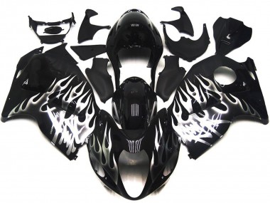 1997-2007 Schwarz Glänzend Mit Silber Flame GSXR 1300 Verkleidung