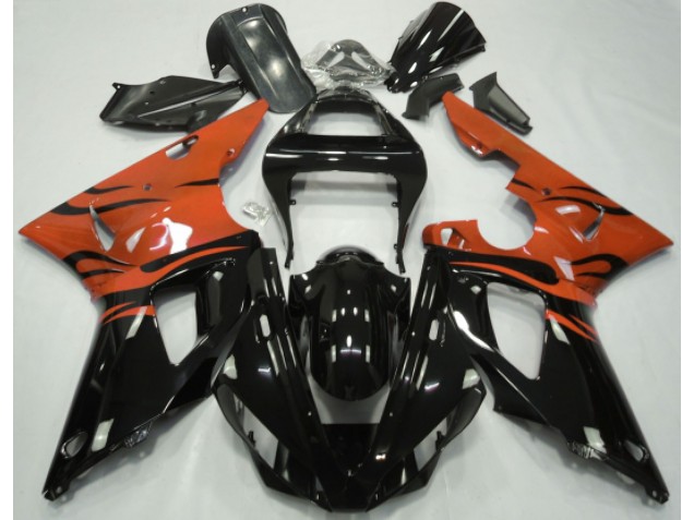 2000-2001 Schwarz Flamme & Orange R1 Verkleidung 2000-2001 Schwarz Flamme & Orange R1 Verkleidung