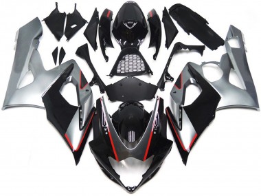 2005-2006 Schwarz & Silber Glänzend Mit Rot GSXR 1000 Verkleidung