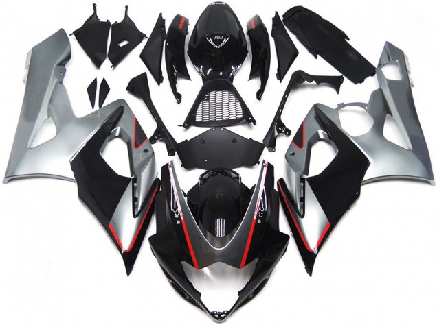 2005-2006 Schwarz & Silber Glänzend Mit Rot GSXR 1000 Verkleidung 2005-2006 Schwarz & Silber Glänzend Mit Rot GSXR 1000 Verkleidung