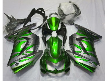 2008-2012 Grün & Silber Flamme Ninja 250 Verkleidung
