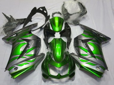 2008-2012 Grün & Silber Flamme Ninja 250 Verkleidung