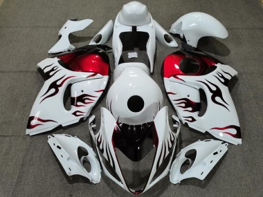 2008-2020 Glänzend Weiß & Rot Flamme GSXR 1300 Verkleidung