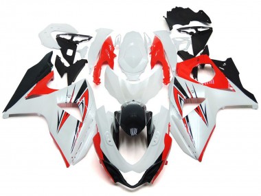 2009-2016 Rot Glänzend Mit Weiß & Schwarz Custom Stil GSXR 1000 Verkleidung